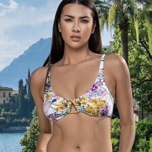 Swiminista Christian Lacroix Bikini Top Medium Josephine Flirty Floral Tie Back‎